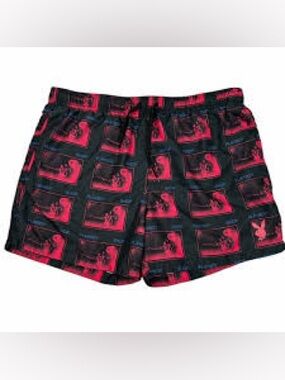 PLAYBOY Black and Red Graphic Men’s Shorts